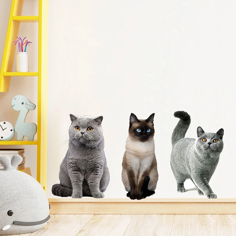 T417 # Lovely Cat Persiano Cat British Shorthair Animal Wall Sticker Bagno Toilet Decor Soggiorno Cabinet Frigorifero Decalcomanie