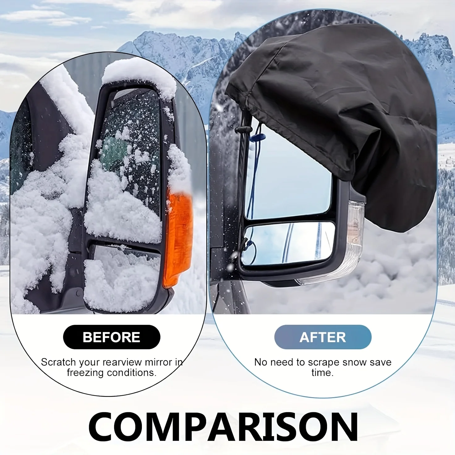 1Pair Rearview Mirror Snow Cover Winter Left and Right Side Mirror Protector Oxford Cloth Snow Freeze Dust Cover Car Accessories