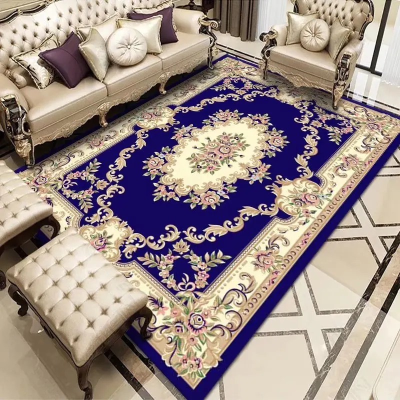 

European Style Large Rugs for Living Room Flower Pattern Decoration Bedroom Carpet Soft Anti-skid Washable Lounge Mat Tapis