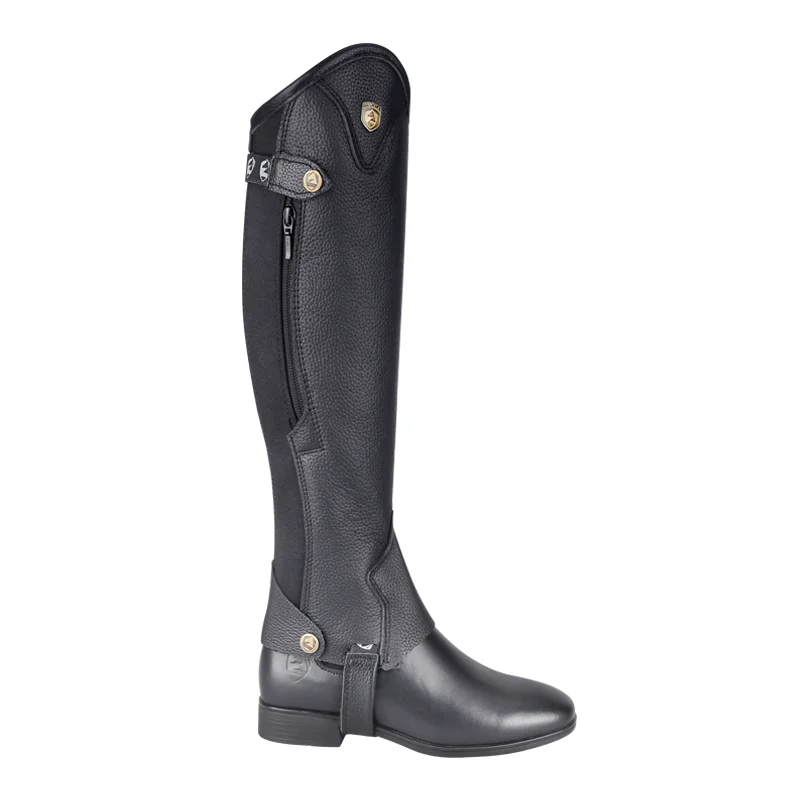 Cavassion Equestrian Horse Riding Cowhide Leather YKK Zipper Half Chaps Horse Riding Rider Protector Lengthen Type without boots