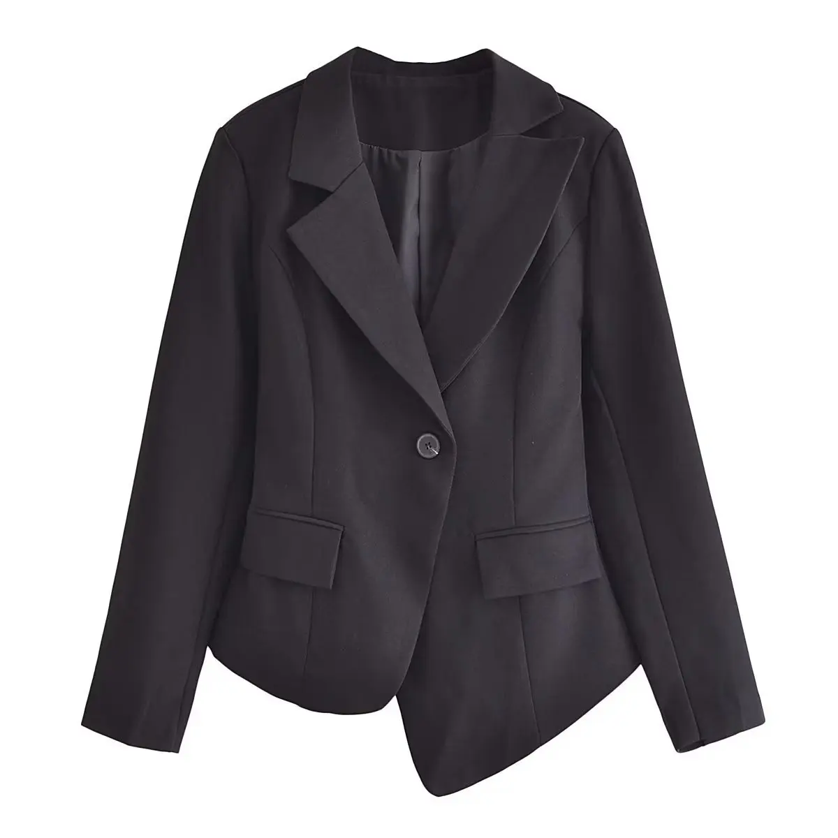 

Брендовые элегантные модные блейзеры Loehsao, женские костюмы, весна-осень, черная куртка, асимметричное облегающее короткое пальто