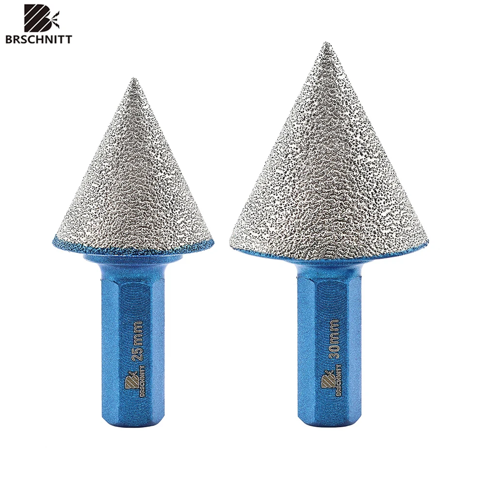 BRSCHNITT 1/2pcs Dia 20/25/30/35/50mm Diamond Beveling Chamfer Bit Milling Bits Hex Shank Ceramic Tile Porcelain Chamfering Bit