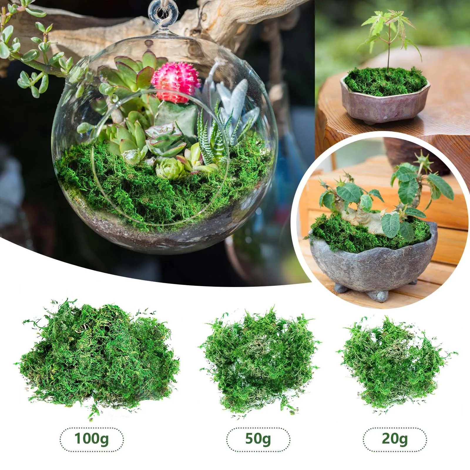 Fake Moss Artificial Moss for Potted Plants Greenery Moss Home Decor Fairy Garden Crafts Wedding Decoration Fresh Green 50g