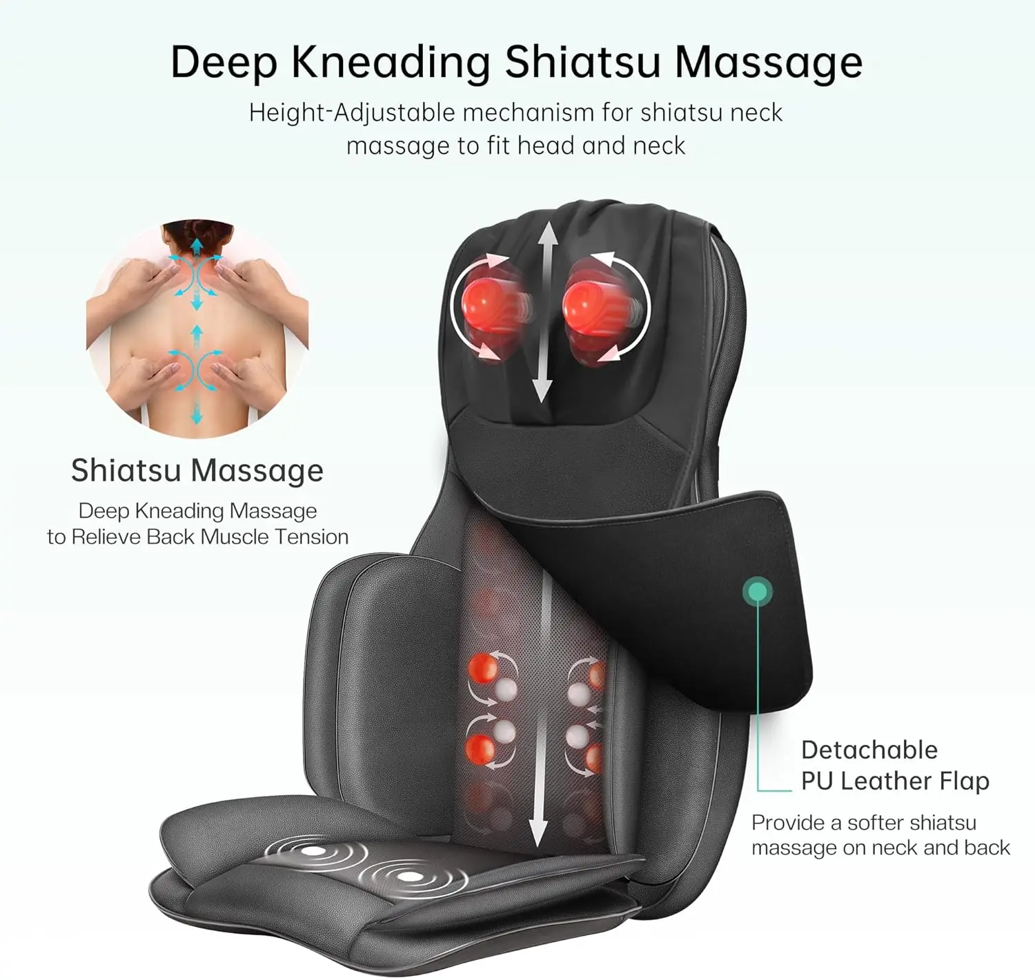 Neck and Back   with Heat, Full Body Massage Chair Pad with Compression, Shiatsu Kneading Seat Portable, Seat Mas 3