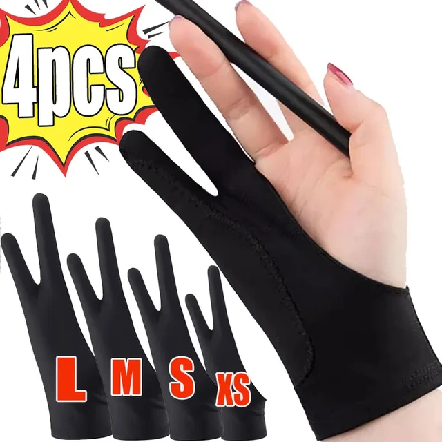 1-4pcs Drawing Glove Anti-touch Two-Fingers Gloves for IPad