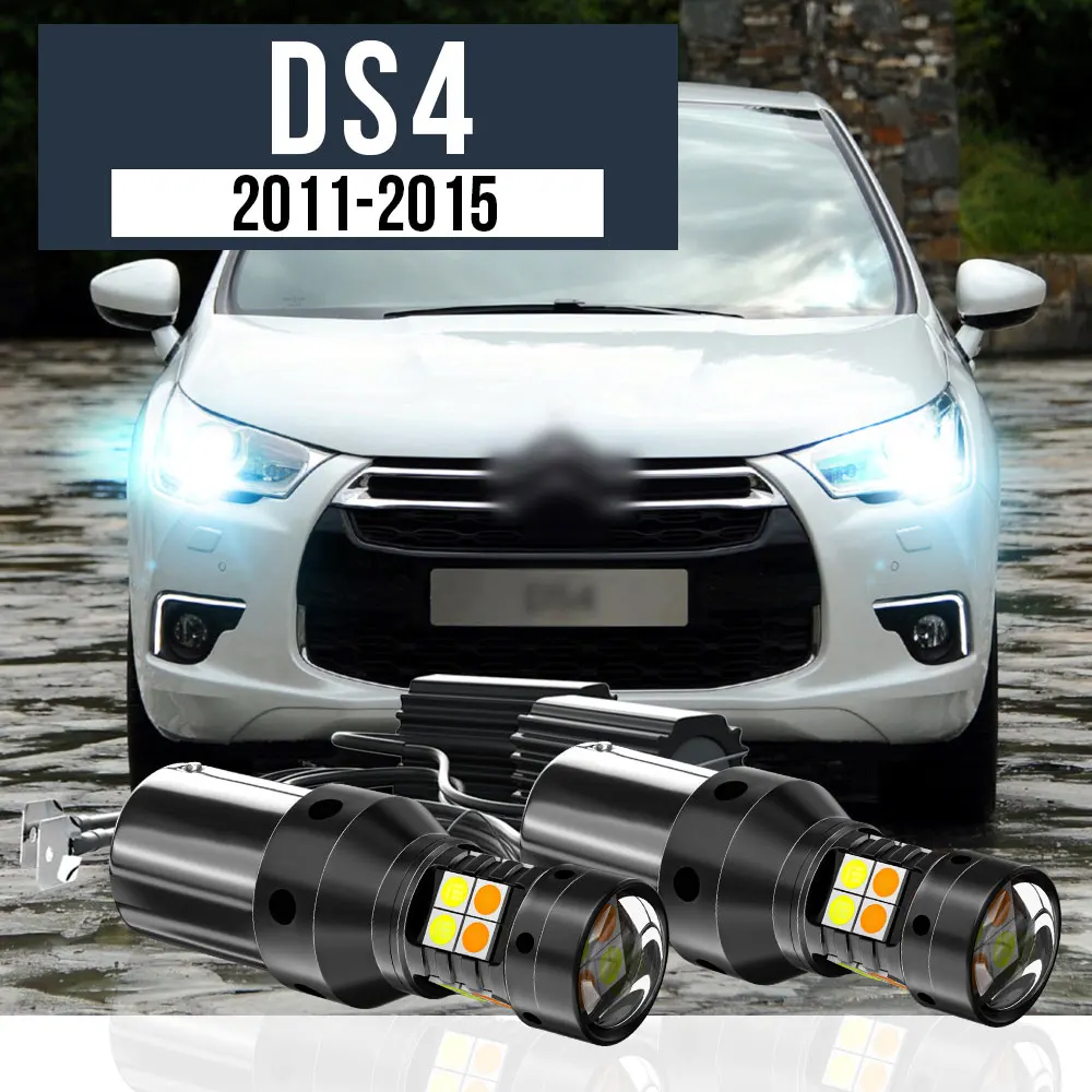 

2pcs LED Dual Mode Turn Signal+Daytime Running Light Blub DRL Canbus Accessories For Citroen DS4 2011-2015 2012 2013 2014