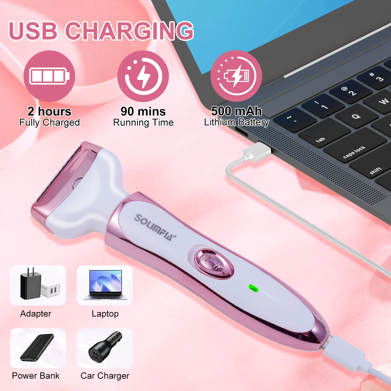 Hatteker 4 In 1 Women’s Hair Remover For Legs Bikini Face Body Kit Wet And Dry USB Rechargeable_voghion.com
