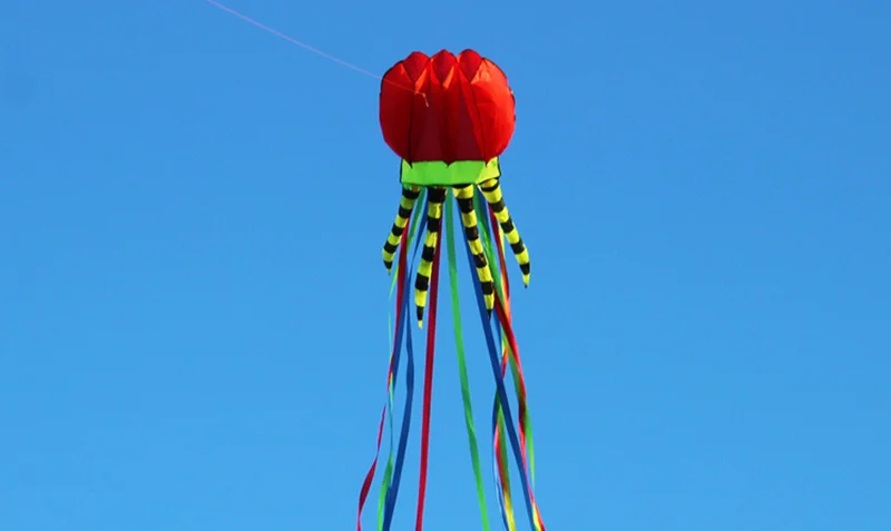 4-colors 3D Jellyfish Kite 7M Colorful Long Tail Ribbon Soft Kite Easy To Fly, Tear Resistant Outdoor Sports Flying Toy 4
