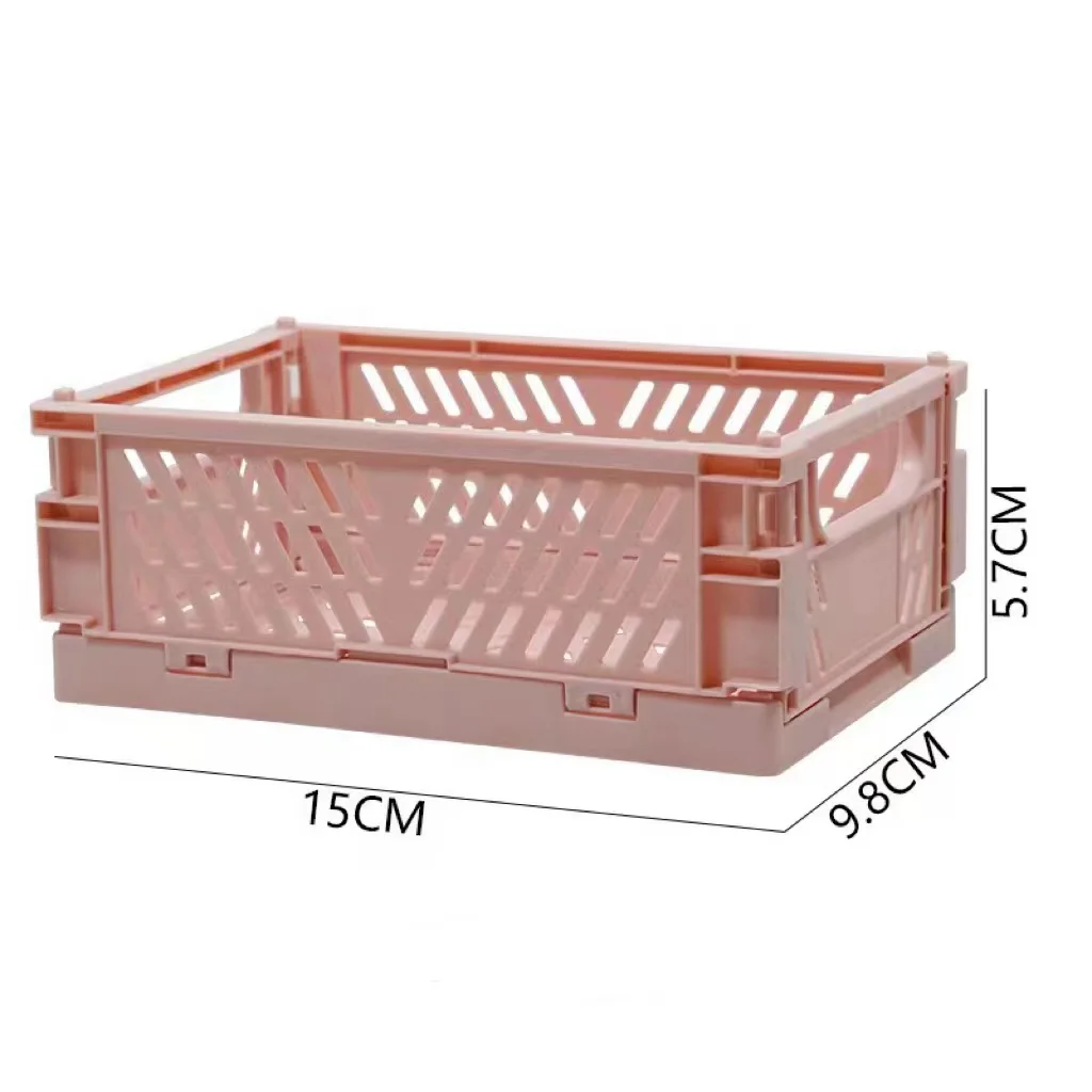 Organizing Storage Baskets Case Folding Student Desktop Basket Tape Stationery Plastic Foldable Container Storage Box 2