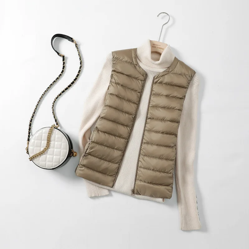 8XL Autumn Winter Women Sleeveless Waistcoat Warm Puffer Jacket Ultra Light White Duck Down Vest Female Short Oversize Outwear - 2