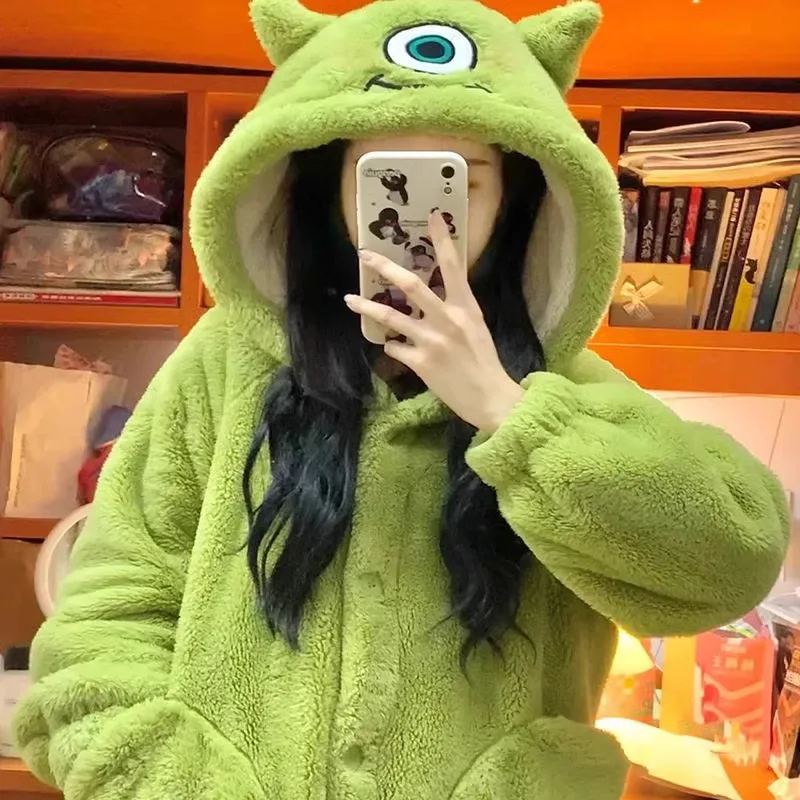 Anime Adult Mike Wazowski Monsters Cosplay Halloween Costumes Onesies Nightgown Xmas Carnival Funny Pajamas Kigurumi