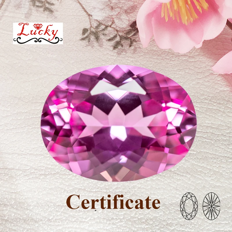 

Lab Grown Sapphire Oval Shape Pink Color Top Quality Charm Beads for Diy Jewelry Making Ring Material Selectable AGL Certificate