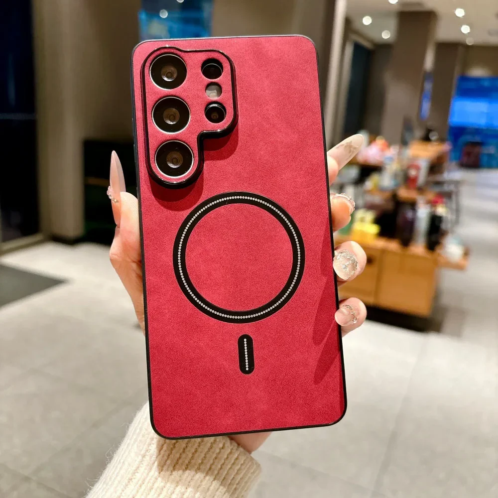 Luxurious Silky Leather Phone Case with Magnetic Protection