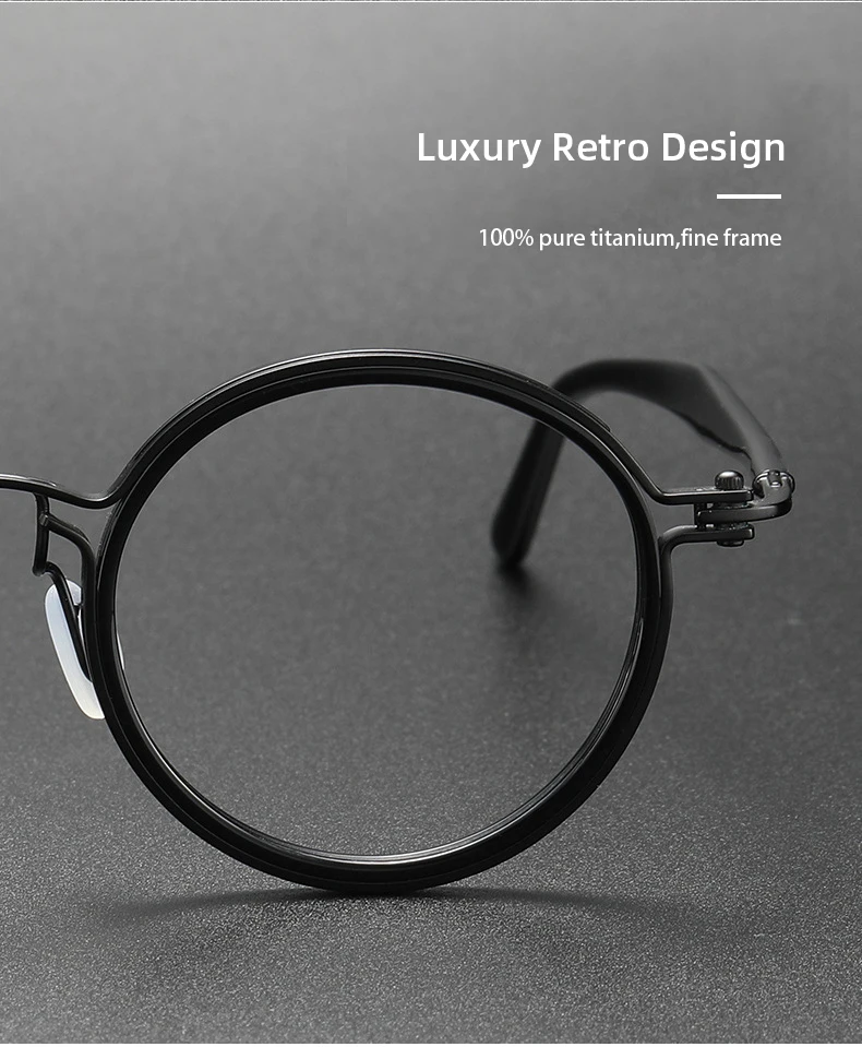 CLLOIO Retro Runde Reinem Titan Anti Blue Ray Lesebrille Männer Myopie Gläser Luxus Acetat Rezept Brillen Rahmen – Detail 10