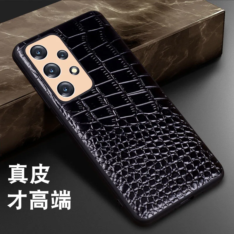 Luxury Genuine Cow Crocodil Leather Magnetic Cover Mobile Phone Book Case For Samsung Galaxy A73 A53 Esports Edition Funda Cases