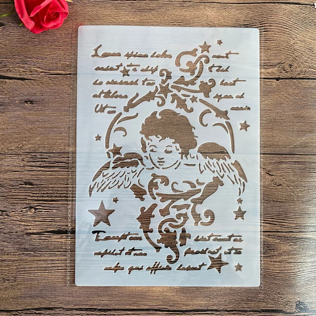 

Трафарет формата A4 для настенной живописи, фотоальбом, декоративное тиснение, крафт-бумага, «сделай сам», трафареты с ангелом для детей