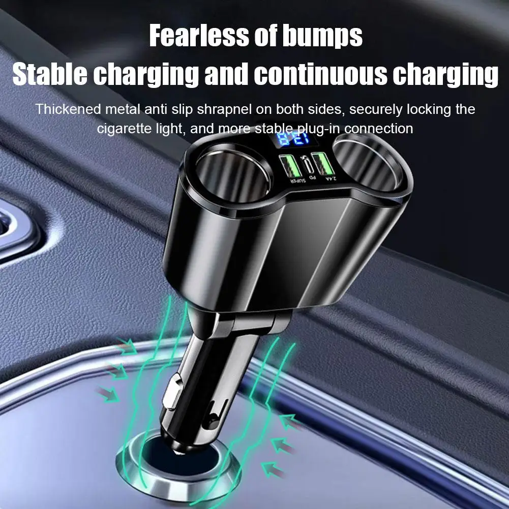 

QC3.0 Car Charger with LED Display Dual USB Ports Fast Car Charging Charger Cigarette Lighter Accessories Adapter H7L7