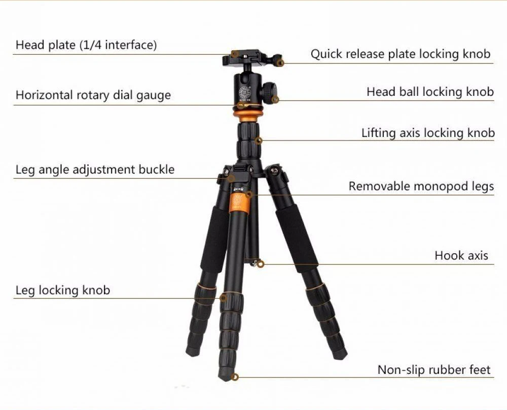 QZSD Q278 Professional Portable Aluminium Alloy Camera Travel Lightweight Tripod
