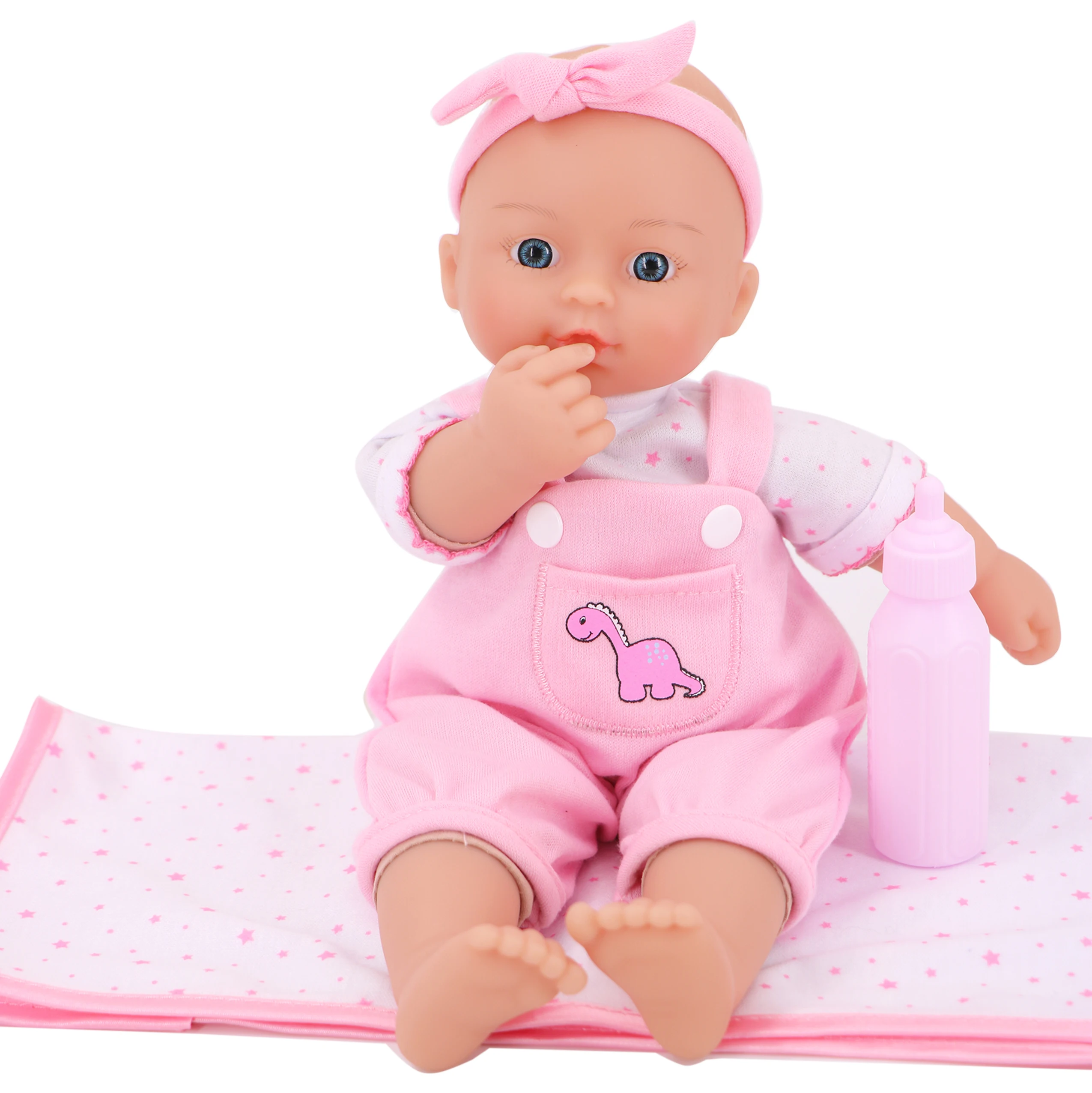 11인치 여아용 - 미니  인형 - 100% 세탁기 사용 가능, 젖병 포함, 부드러운 바디 비닐 크리스마스 선물