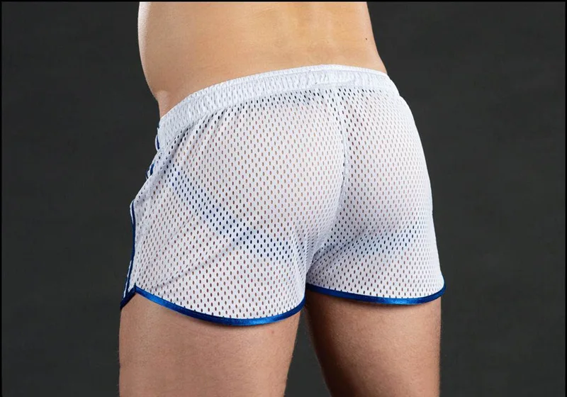 2025 new muscular fitness men's beach pants sports fitness casual quick dry hole breathable thin three-quarter pants men's sport