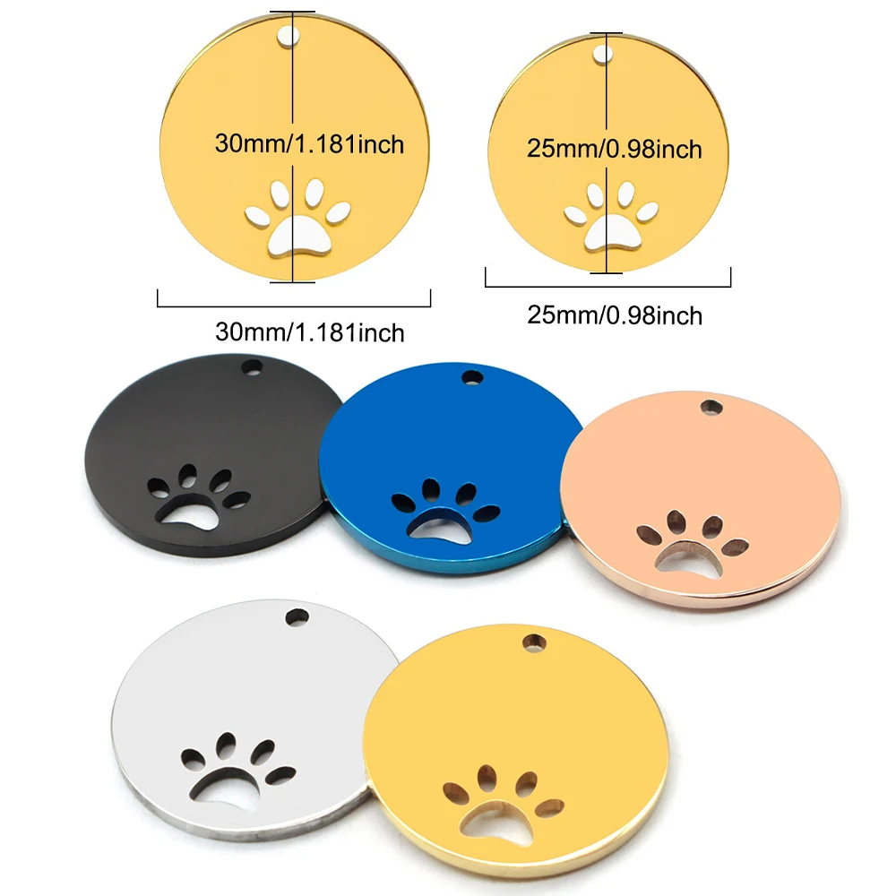 

100PCS Personalized Pet ID Tag Customized Stainless Steel Engravable Cat Address Anti-Loss Dog Halter Collar Pendant Necklace