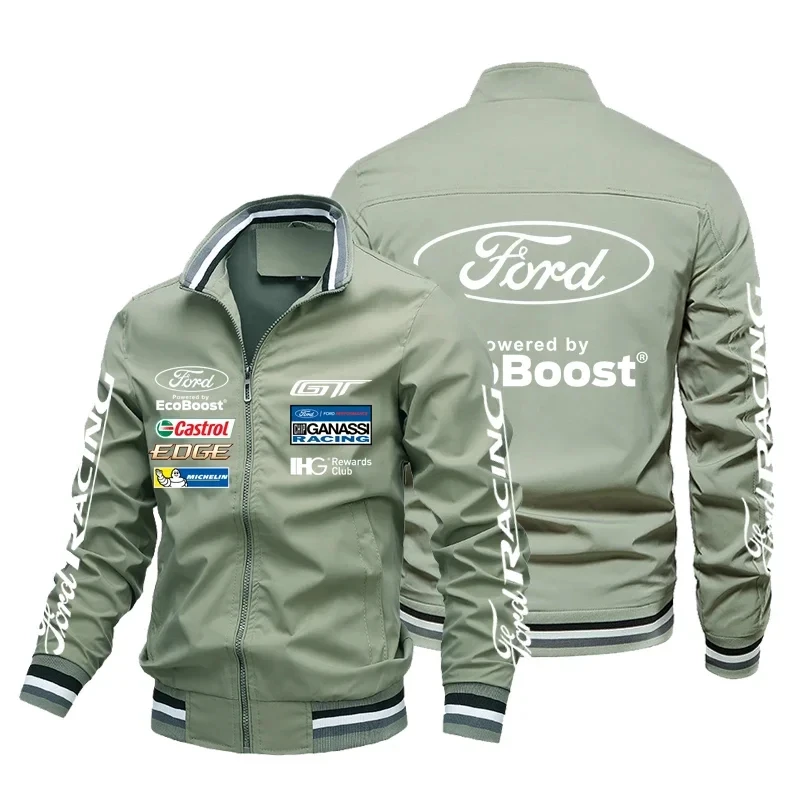 Men's zippered jacket and sports shirt, customized casual jacket with car brand logo, suitable for autumn 2024