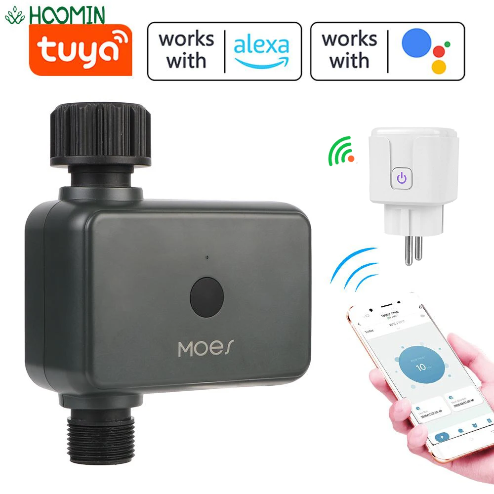 전자 자동 급수 타이머 배터리 작동 스마트 알렉사 와이파이 투야 블루투스 정원 관개 컨트롤러 