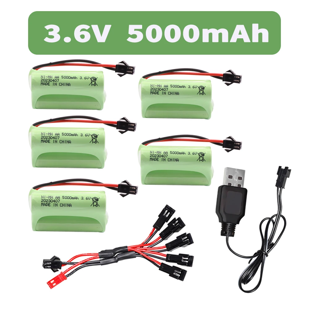 T Modello 3.6V 5000Mah Nimh Batteria Per Rc Toy Car Tanks Treni Robot Boat Gun Ni-Mh Aa 3.6V Batteria Ricaricabile Ad Alta Capacità