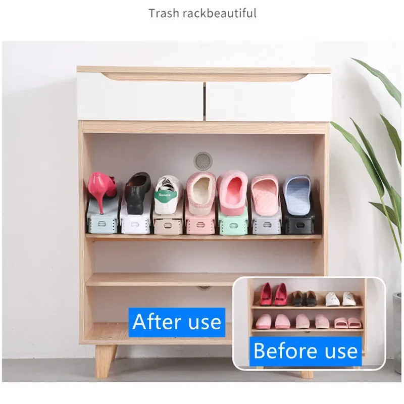 

5pcs Shelf Double Savers Space Shoe Warderobe Bedroom Adjustable Cabinets s Plastic Storage White Organizer Rack
