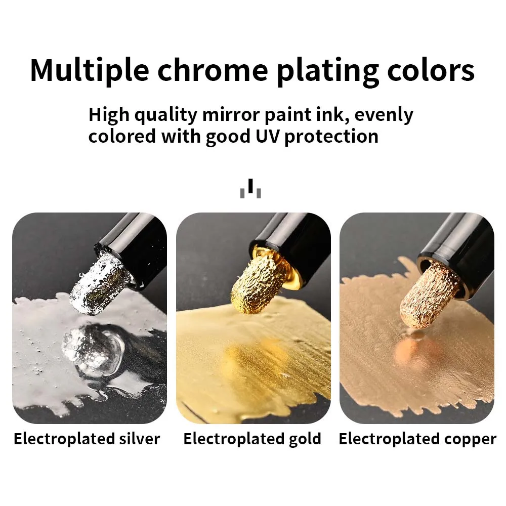 Liquid Reflective Chrome Mirror Marker Pen DIY Paint Mirror Chrome Metallic Craftwork Pen Gold Silver Copper Student Art Supplie