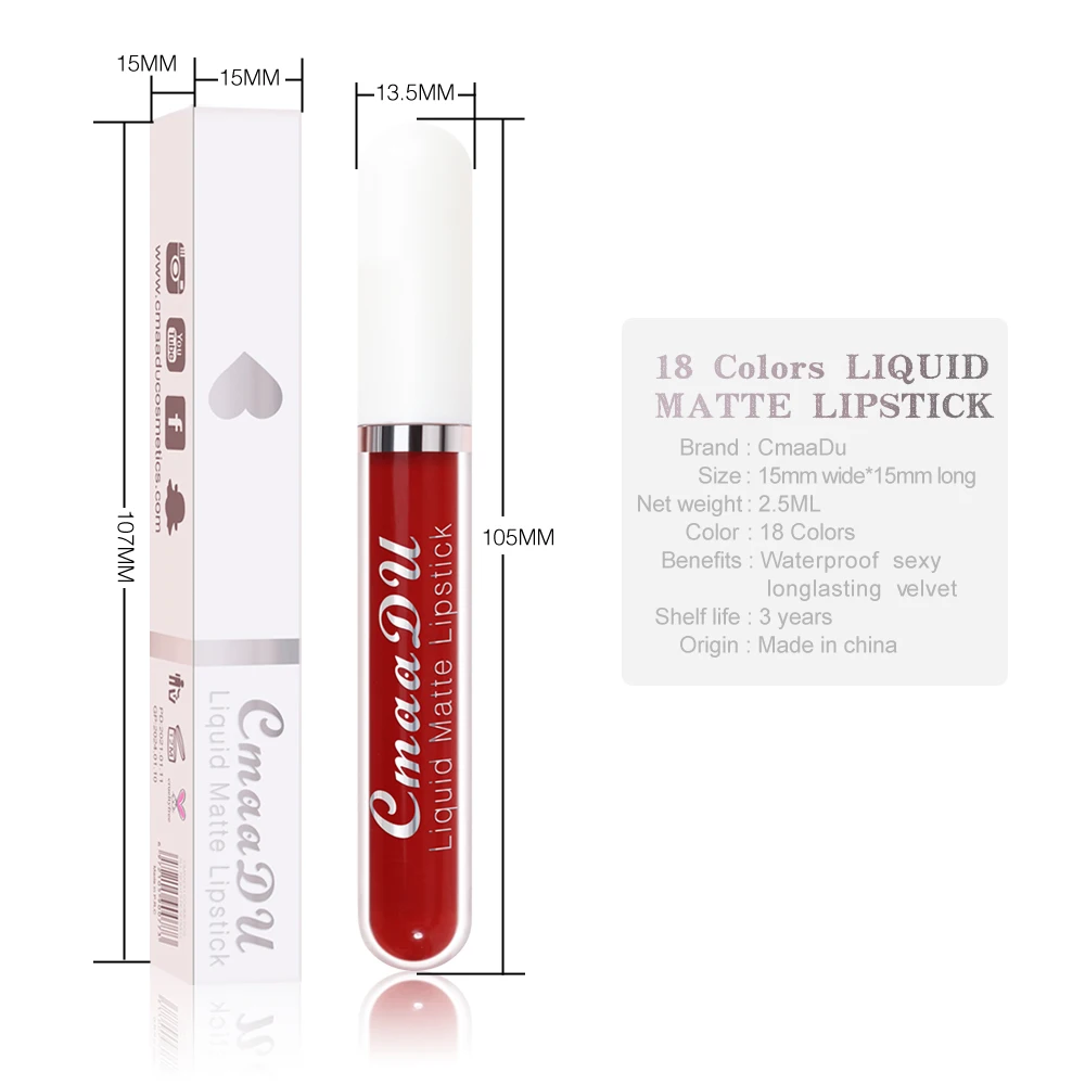 1pcs Matte Water Resistant Multi Color Liquid Lip Gloss Long Lasting Waterproof Velvet Sexy Red Lip Color For Women lip gloss