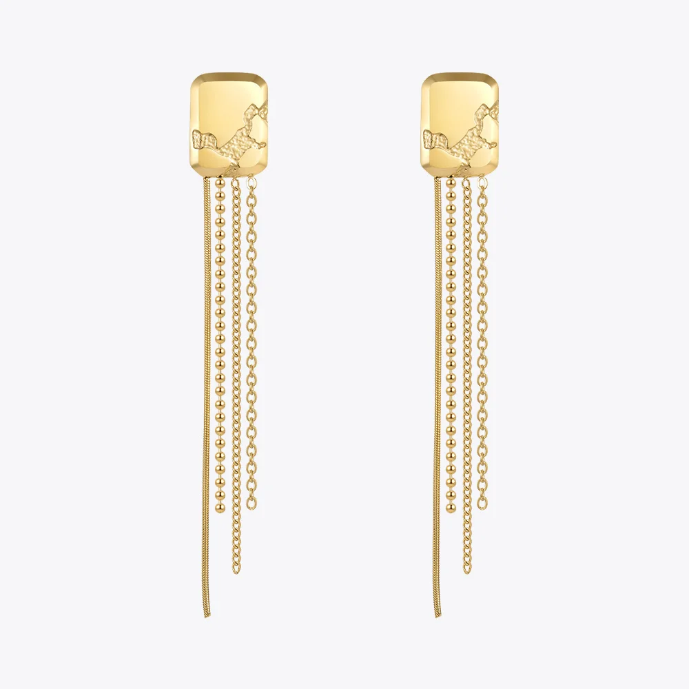 

ENFASHION Simple Stainless Steel Gold Color Drop Earrings Chain Tassel Earring Pendientes Mujer Fashion Jewelry Party E221354