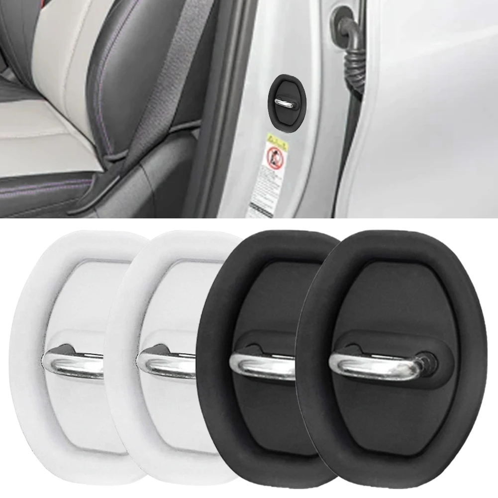 4Pcs Handle Silicone Vehicle Loc Guard Stopper Mute Damping Cushion Car Door Lock Protective Cover_voghion.com