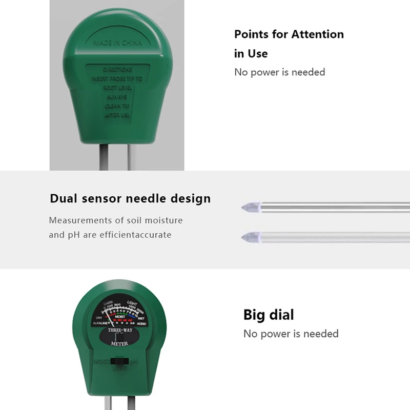 Reswat Analog 3-in-1 Professional Tools Soil Detector PH Moisture Sunlight Tester Sensor Kits Suitable For Gardens Farms 3