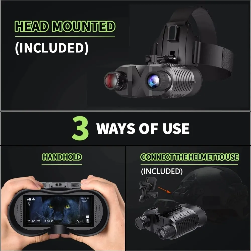 Night Vision Binoculars NV8160 8X Digital Zoom Tactical Helmet Head Mount Goggles Hunting Telescope 4K Infrared Binoculars 5