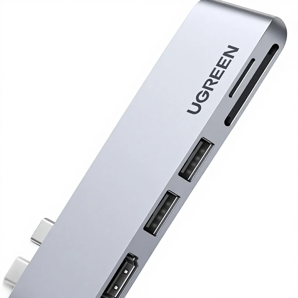 UGREEN 6 in 2 4K USB-C 허브 어댑터 (맥북 프로/M2/M1 2022/2016 USB 3.0 썬더볼트 3 100W PD SD/TF 카드 리더)
