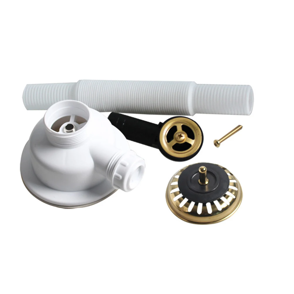 Drain Sink Downcomer 114MM Gold-Plated Strainer Overflow Anti Corrosion Stainless Steel Kitchen Strainer For Open Hole 86 - 95