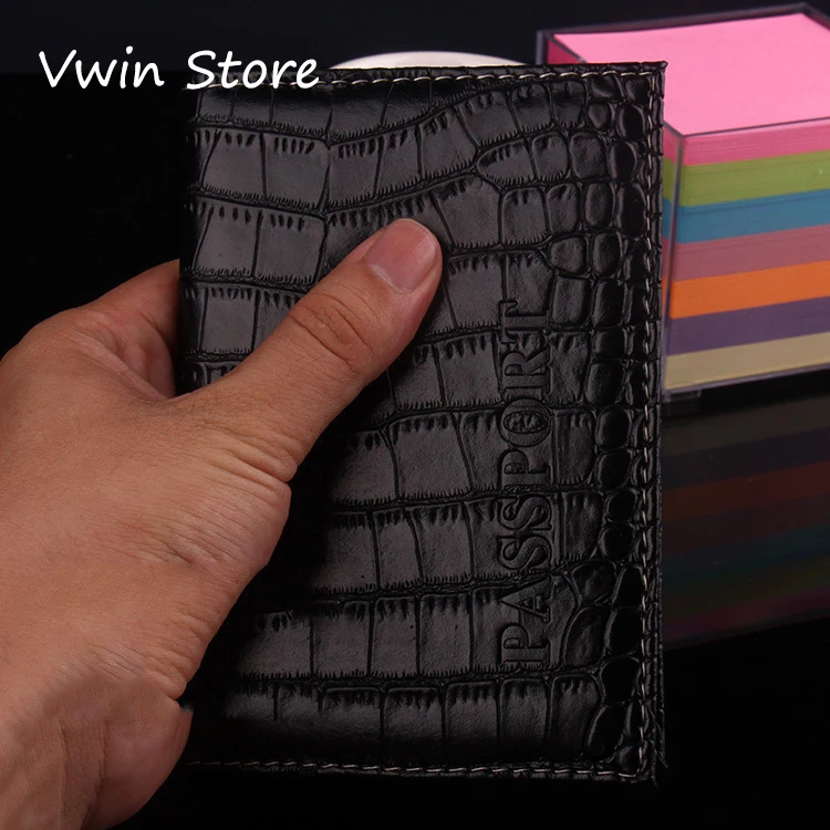 PU Leather Alligator Crocodile Pattern Passport Covers Travel Wallet