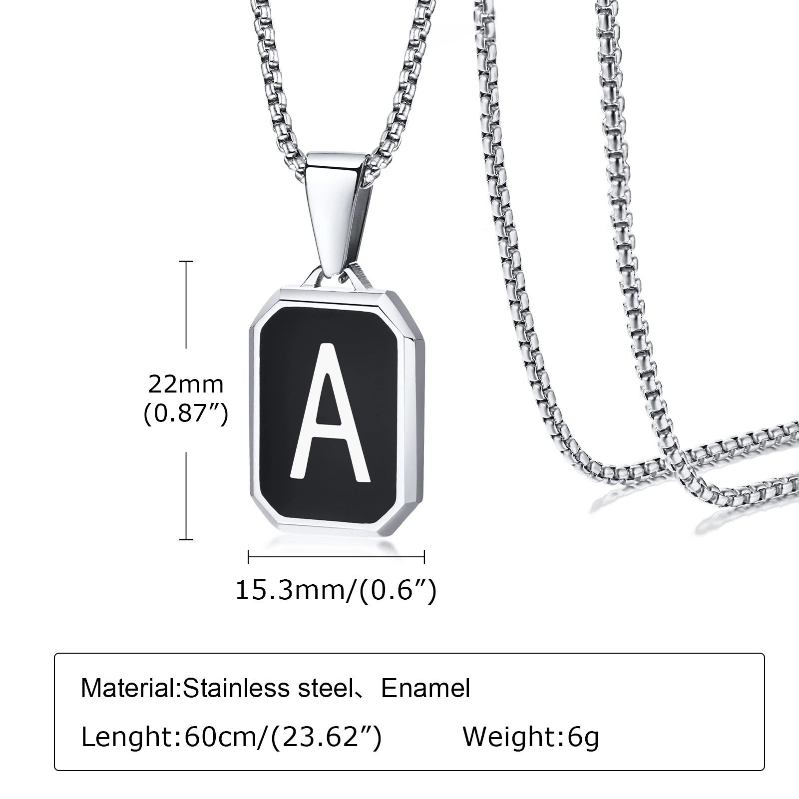 Vnox Initial Necklaces for Men Women, Stylish Letter A-Z Pendant Collar with Stainless Steel Box Chain Gifts Jewelry