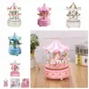 Merry-go-round Music Boxes Wooden Horse Roundabout Carousel Musical Box Plastic Christmas Gift Horse Carousel Box Home Decor 2