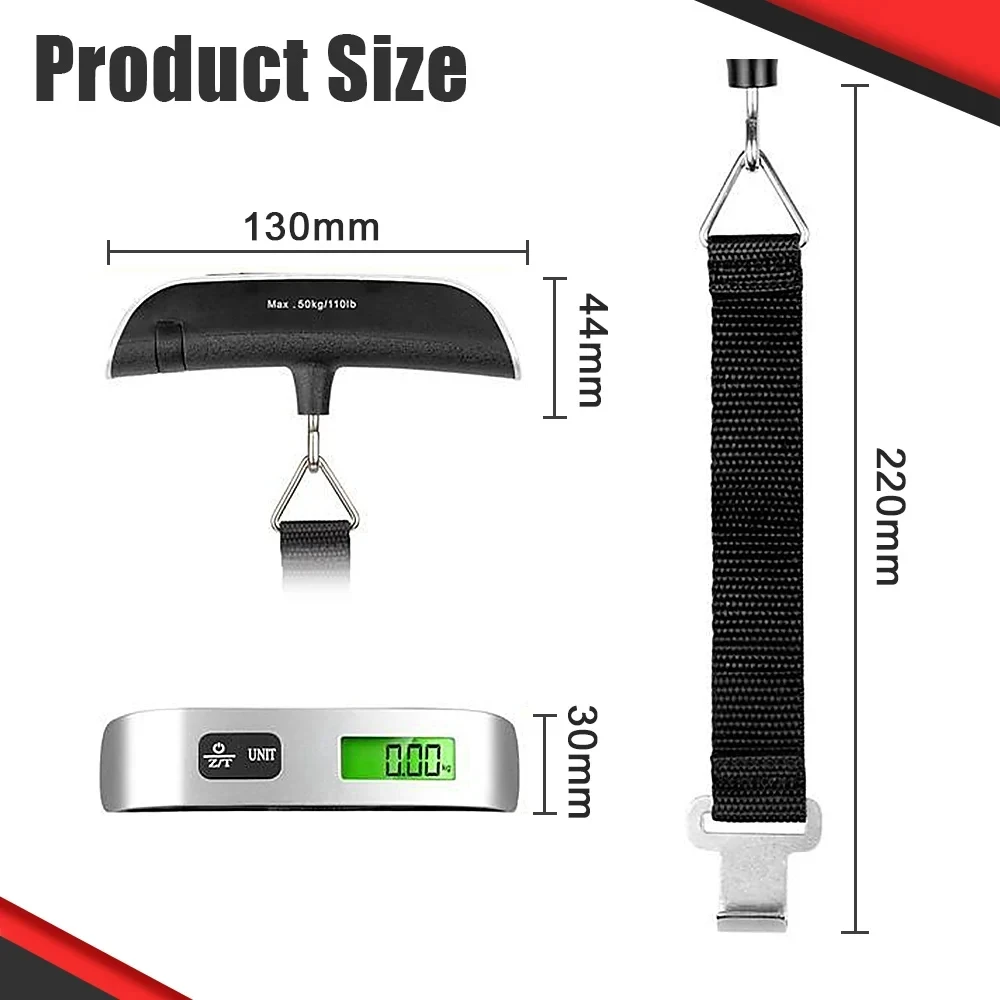 portable scale Portable high precision scale digital LCD display suitcase travel bag hanging steelyard hook balance scale tools 110lb/50kg