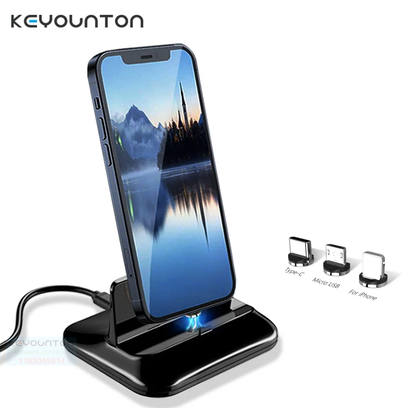 Dock Station Per Telefono Usb Micro Tipo C Supporto Per Caricabatterie Wireless Supporto Per Caricabatterie Rapido Magnetico Per Iphone Samsung Xiaomi