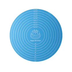 Round Silicone Baking Mat - Non - Stick, Heat - Resistant, Reusable Pastry and Cake Preparation Pad with Measurements (Blue)