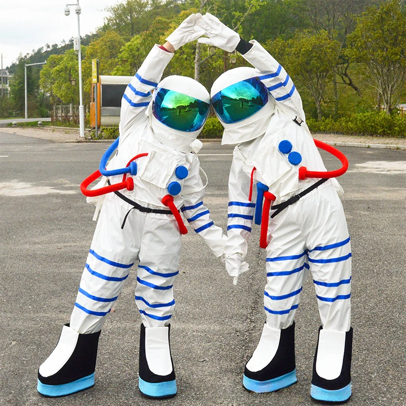 Aerospace Astronaut Cosplay Costume With Helmet Spaceman Role Play Dress Suit Advertising Carnival Party Costumes For Adult Kids