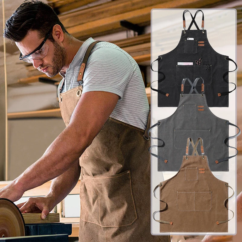 Thicken Canvas Denim Apron Antifouling Barista Apron Kitchen