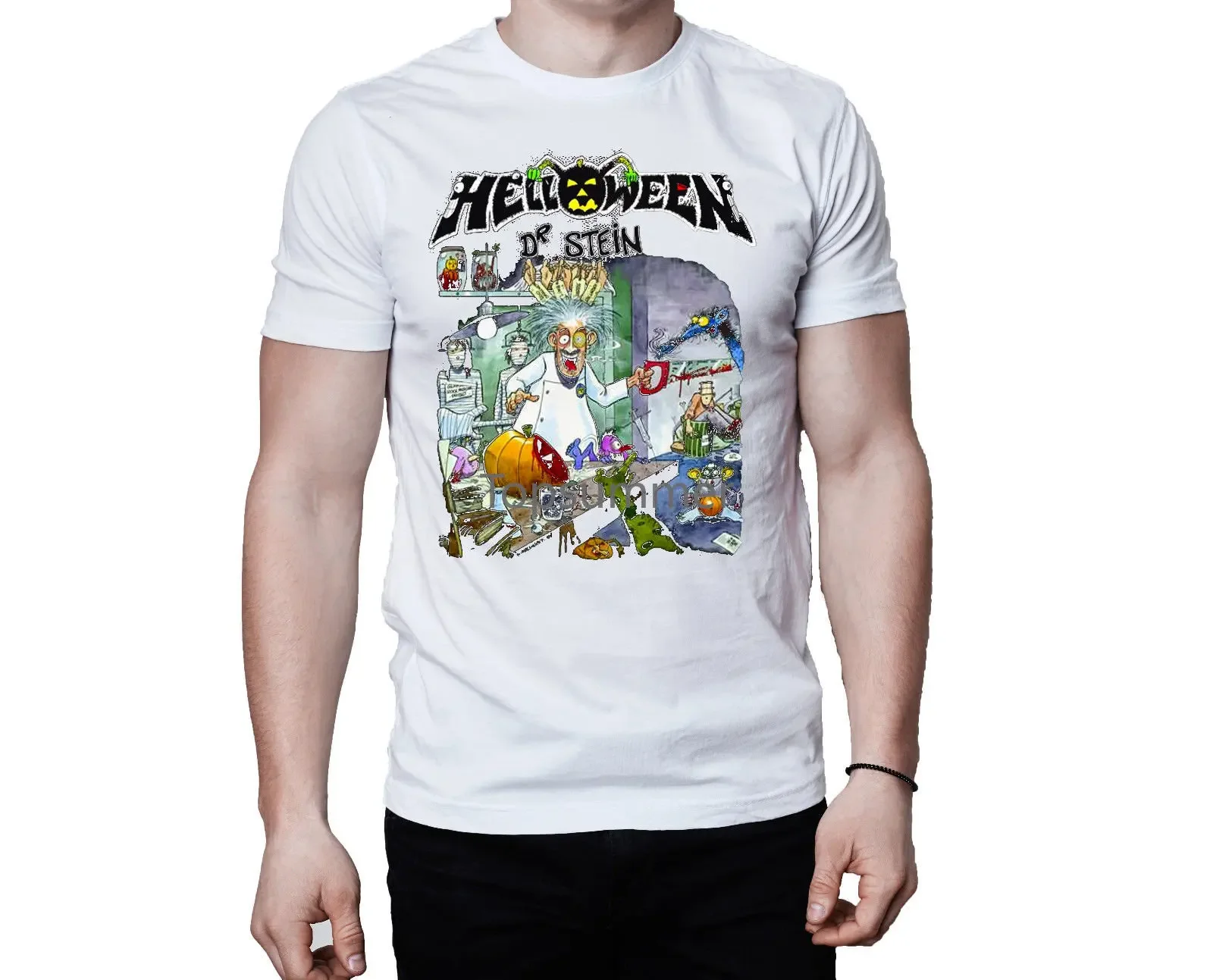 T-shirt Uomo YYJ Helloween Dr. Stein – Fantasia Frontale, Morbida, Taglie S-3XL
