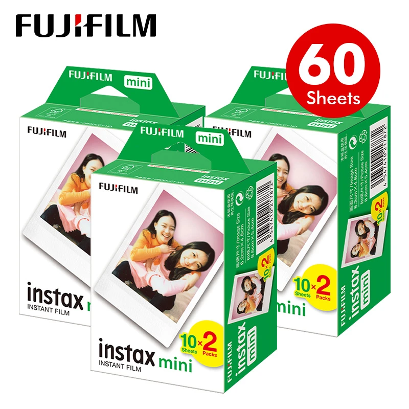 Fujifilm Instax Mini Film White Edge 60 Sheets/packs Photo Paper Fuji Instant Camera 8/7s11/25/50/90/liplay/link/evo - Films & Instant Photo Paper -