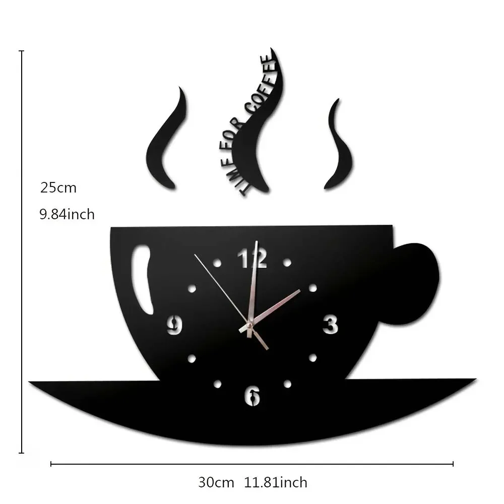 Silent Wall Clock Diy Personalised Clock Mirror Wall Sticker Living Room Acrylic Quartz Teapot Modern Living Room