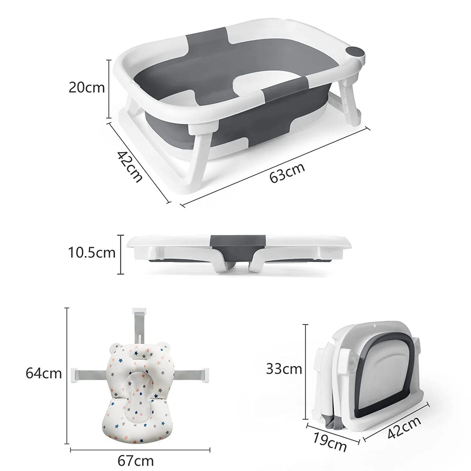 Baby Bath Tub with Bath Cushion