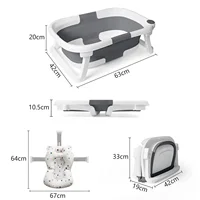 Foldable Baby Bath Tub with Cushion and Thermometer Set